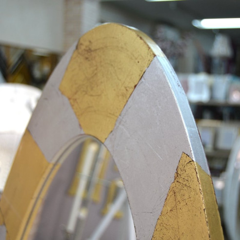 Espejo Vestidor Ovalo Plata y oro