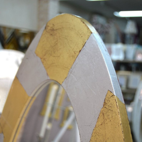 Espejo Vestidor Ovalo Plata y oro