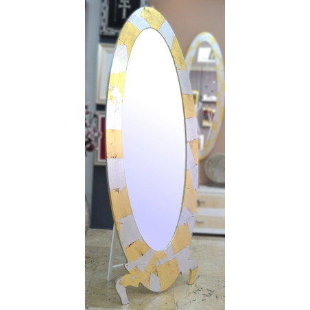 Espejo Vestidor Ovalo Plata y oro