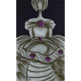 CUADRO MENINA PLATA Y MORADO