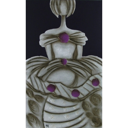 CUADRO MENINA PLATA Y MORADO