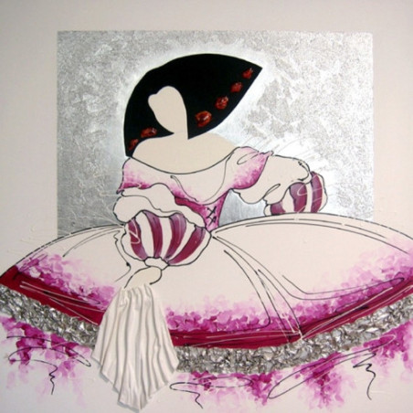 CUADRO MENINA MODERNA FUCSIA