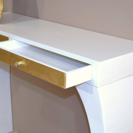 Consola Recibidor Espejo Blanco y Oro