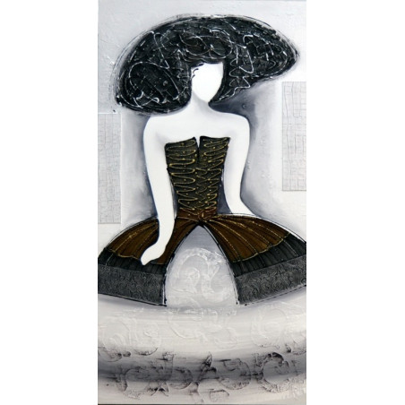 CUADRO MENINA BLANCO-NEGRO-ORO I