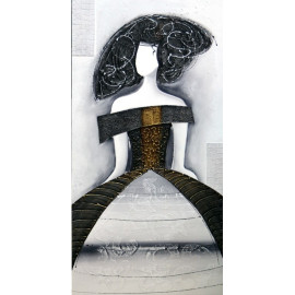CUADRO MENINA BLANCO-NEGRO-ORO II