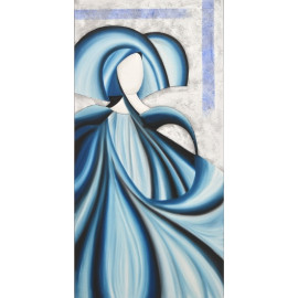 CUADRO MANIQUI SEDA AZUL I