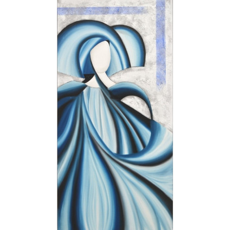 CUADRO MANIQUI SEDA AZUL I