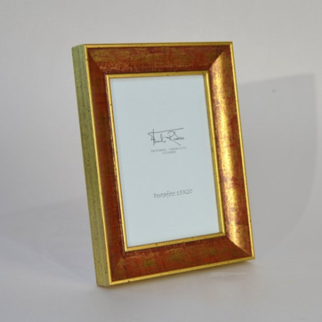 Portafotos madera policromada Oro-Rojo