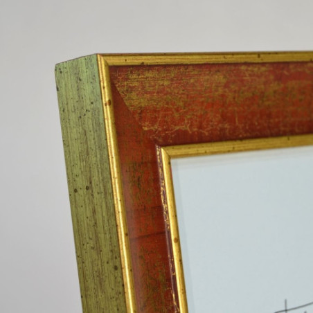 Portafotos madera policromada Oro-Rojo