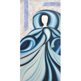 CUADRO MANIQUI SEDA AZUL II