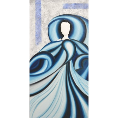 CUADRO MANIQUI SEDA AZUL II