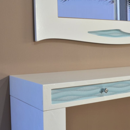 Mueble y Espejo Recibidor blanco y Turquesa