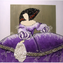 CUADRO MENINA VESTIDO MORADO