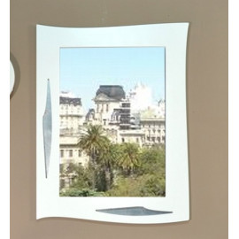 Mueble Recibidor Espejo  blanco y plata 2