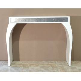 Mueble Recibidor Espejo  blanco y plata 2