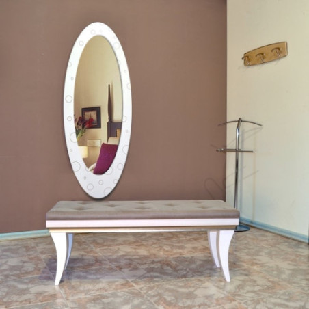 Banqueta dormitorio Blanco decapé y Capitoné