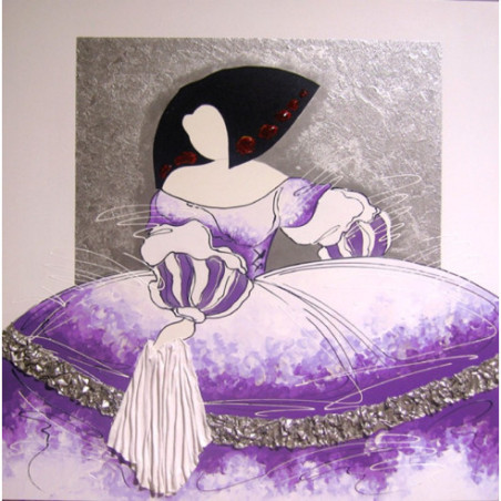 CUADRO MENINA VESTIDO LILA