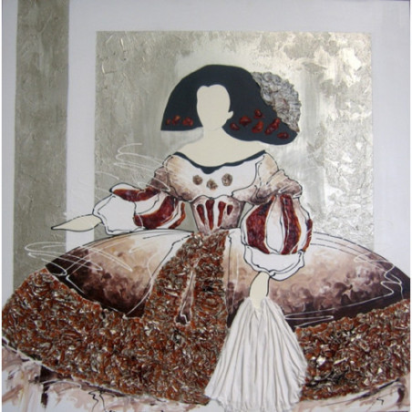 CUADRO MENINA VESTIDO GRANA