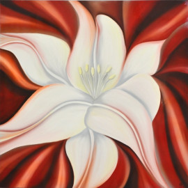 CUADRO LIRIUM FONDO ROJO