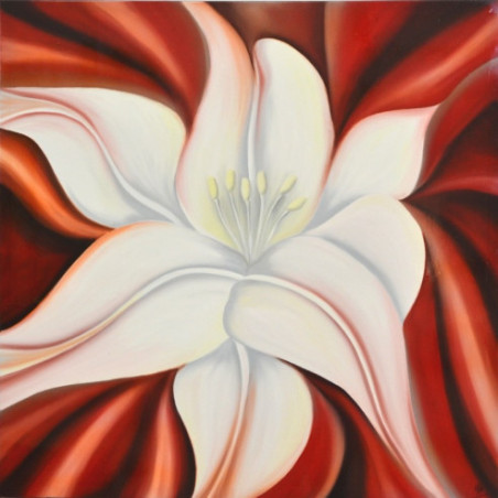 CUADRO LIRIUM FONDO ROJO