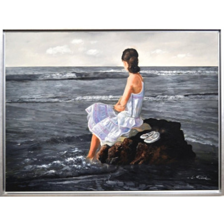 Cuadro paisaje marino con Chica