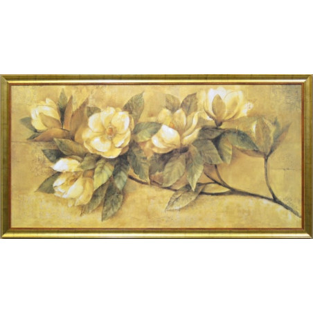 Cuadro clásico magnolias marco dorado