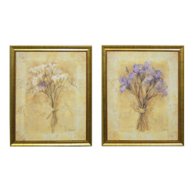 Dos cuadros Iris y Fresia. Marco dorado
