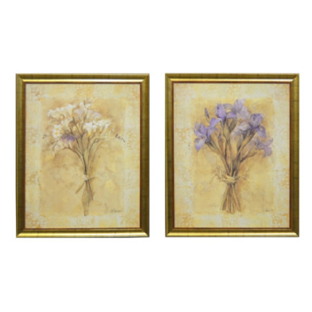 Dos cuadros Iris y Fresia. Marco dorado
