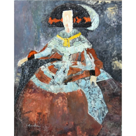 Cuadro grande con menina en rojo