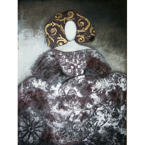 CUADRO CON MENINA DE INSPIRACIÓN AUREA