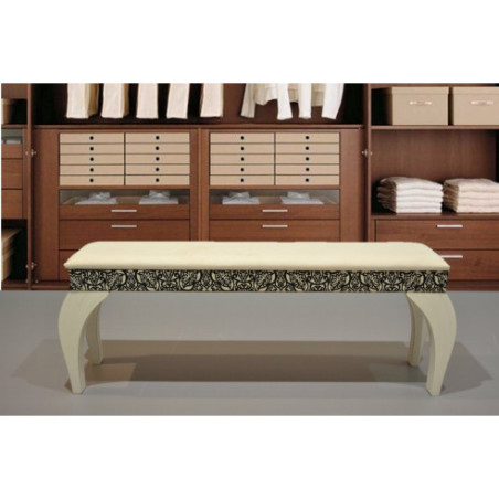 Pie de cama beige y estampado 126 cm.