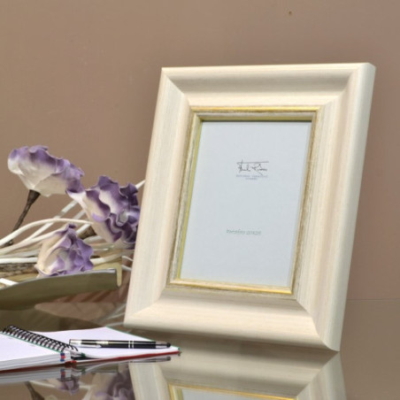 Portafotos 20x25 marfil y oro