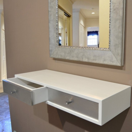 Repisa con cajones y Espejo Plateado