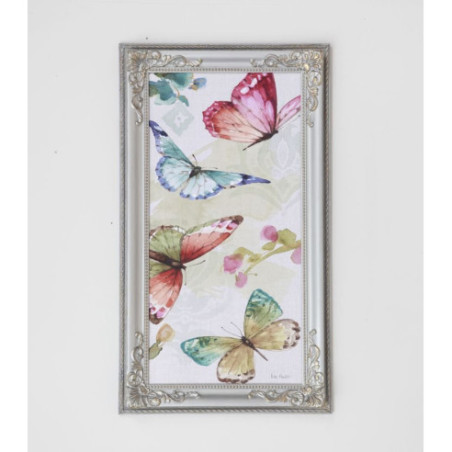 Cuadro Flores y mariposas marco Isabelino GrisPlata