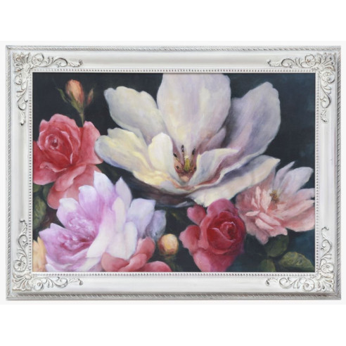 Cuadro Flores y mariposas marco Estilo Isabelino