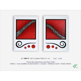 Set de dos cuadros Aluminio blanco y rojo