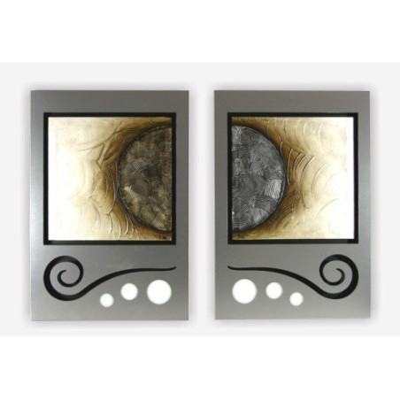 Set dos cuadros aluminio y pintura nacar