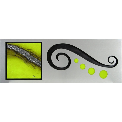 Cuadro aluminio y oleo pistacho