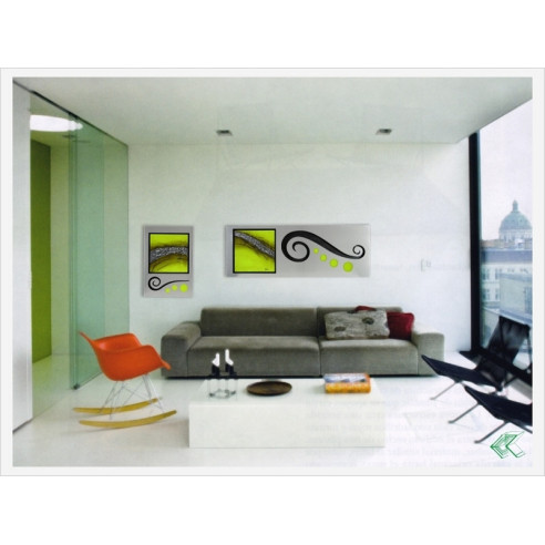 Cuadro aluminio y oleo pistacho