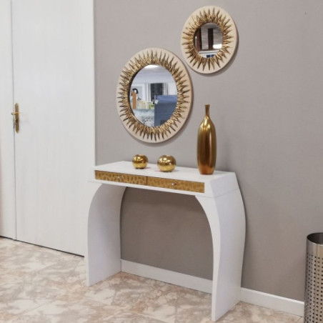 Espejo Sol marfil y Dorado