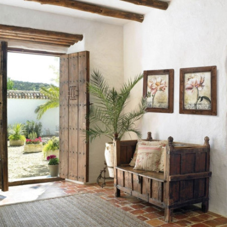 Dos cuadros flor con marco rústico