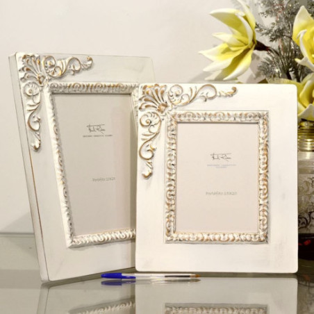 Porta fotos clásico blanco decapé