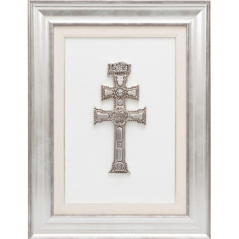 Cuadro Sta. Cruz de Caravaca Plata Vieja y marco Plateado