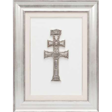Cuadro Sta. Cruz de Caravaca Plata Vieja y marco Plateado