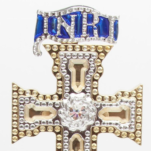 Cuadro Cruz de Caravaca oro-plata Marco Marfil-plata