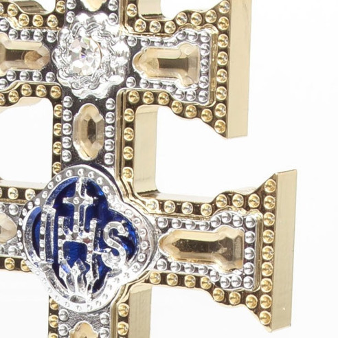 Cuadro Cruz de Caravaca oro-plata Marco Marfil-plata