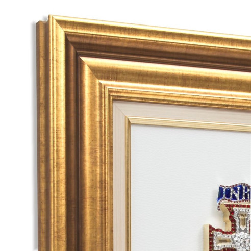 Cuadro con Cruz de Caravaca Pedrería marco Dorado