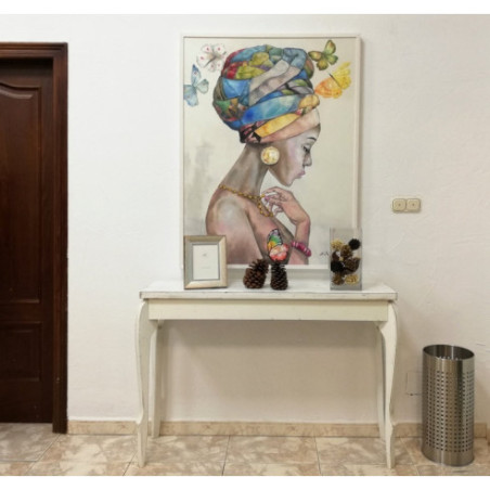 Chica Africana con Turbante y Mariposas