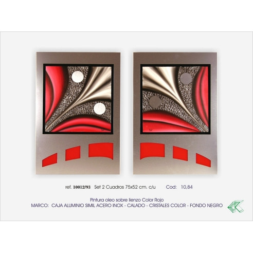 SET DOS CUADROS ACERO -ROJO