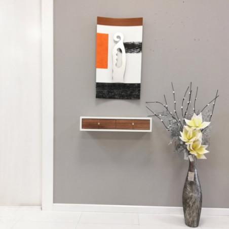 Repisa con cajones y Espejo Marco Beige